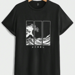 Home black graphic printed t shirt