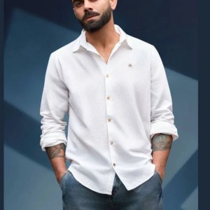 wrogn men's solid linen blend shirt